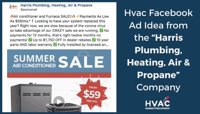 Hvac Facebook Ad Idea from the “Harris Plumbing, Heating, Air & Propane” Company